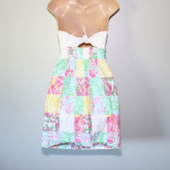 Lilly Pulitzer Franco Patches Strapless Dress White Pink Women's Size 0 H13532 - Picture 4 of 12